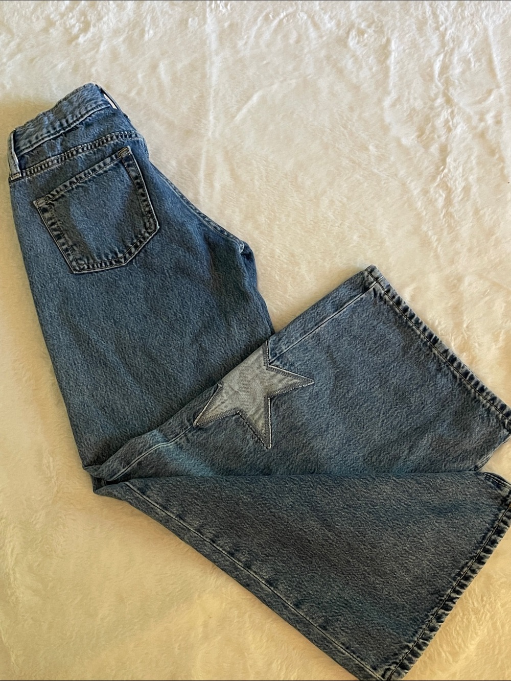 Old Navy Girls Blue Relaxed Wide-Leg Jeans with Star Accents SZ 10 - Picture 8 of 8